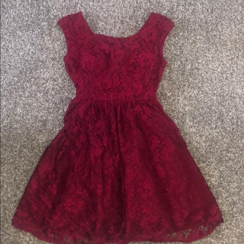 Wine colored lace dress